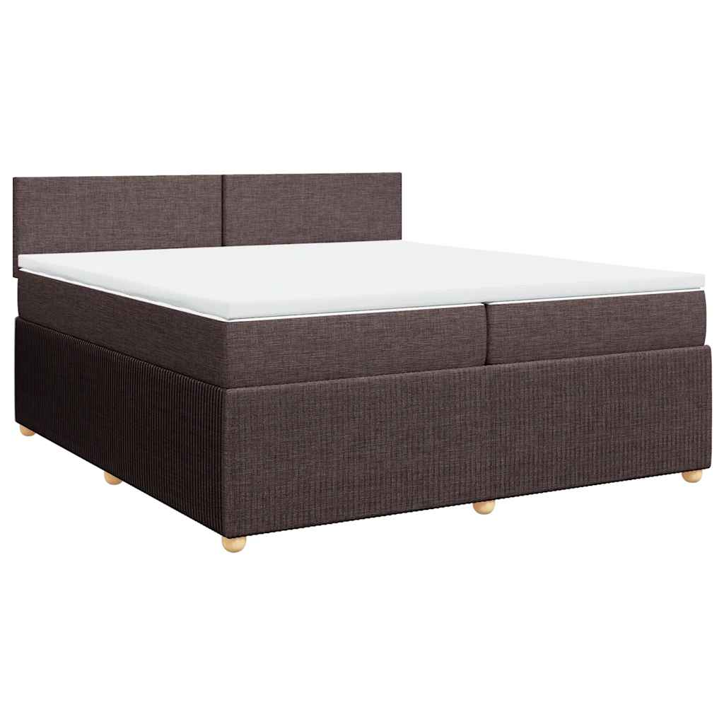 vidaXL Κρεβάτι Boxspring με Στρώμα Σκούρο Καφέ 200x200 εκ. Υφασμάτινο