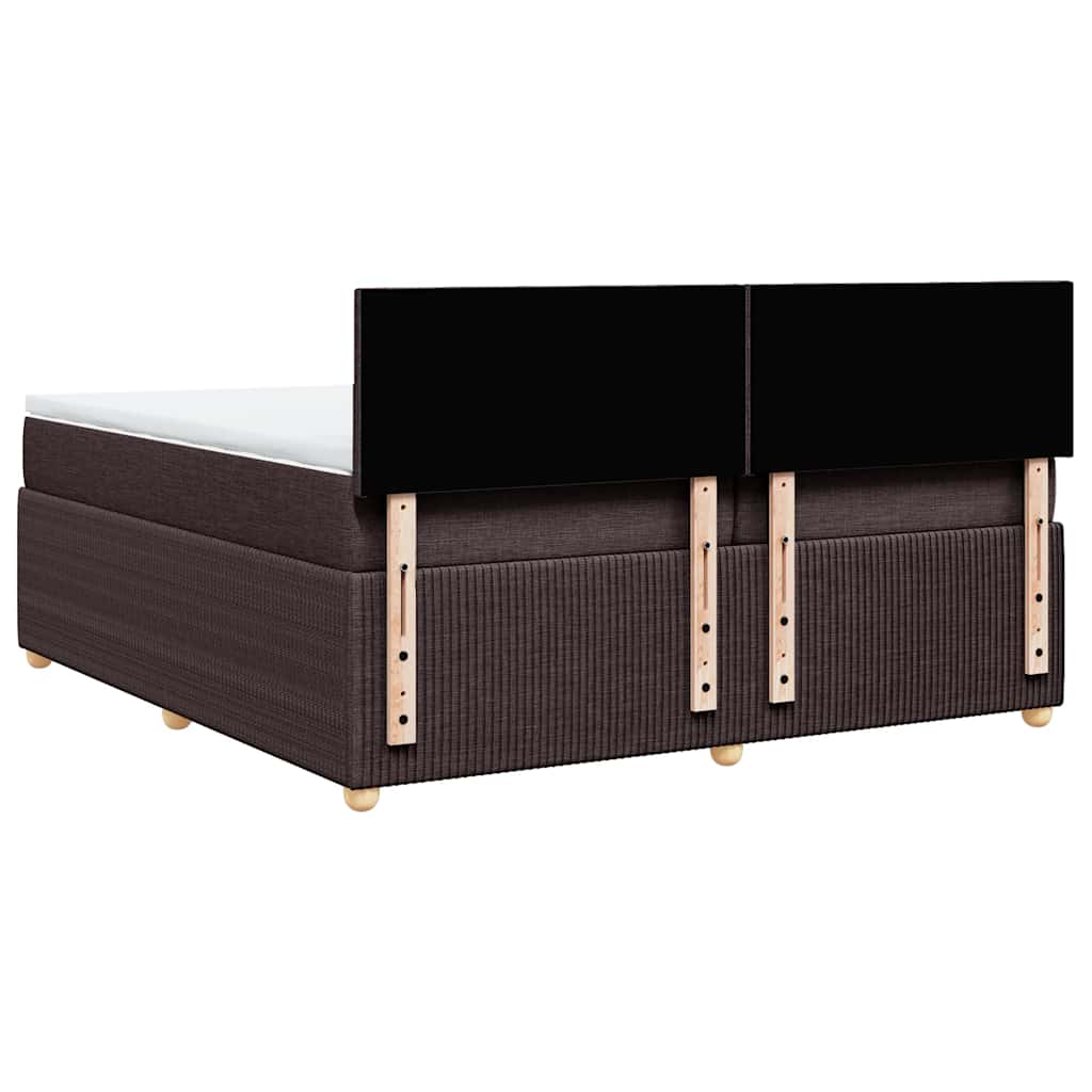 vidaXL Κρεβάτι Boxspring με Στρώμα Σκούρο Καφέ 200x200 εκ. Υφασμάτινο