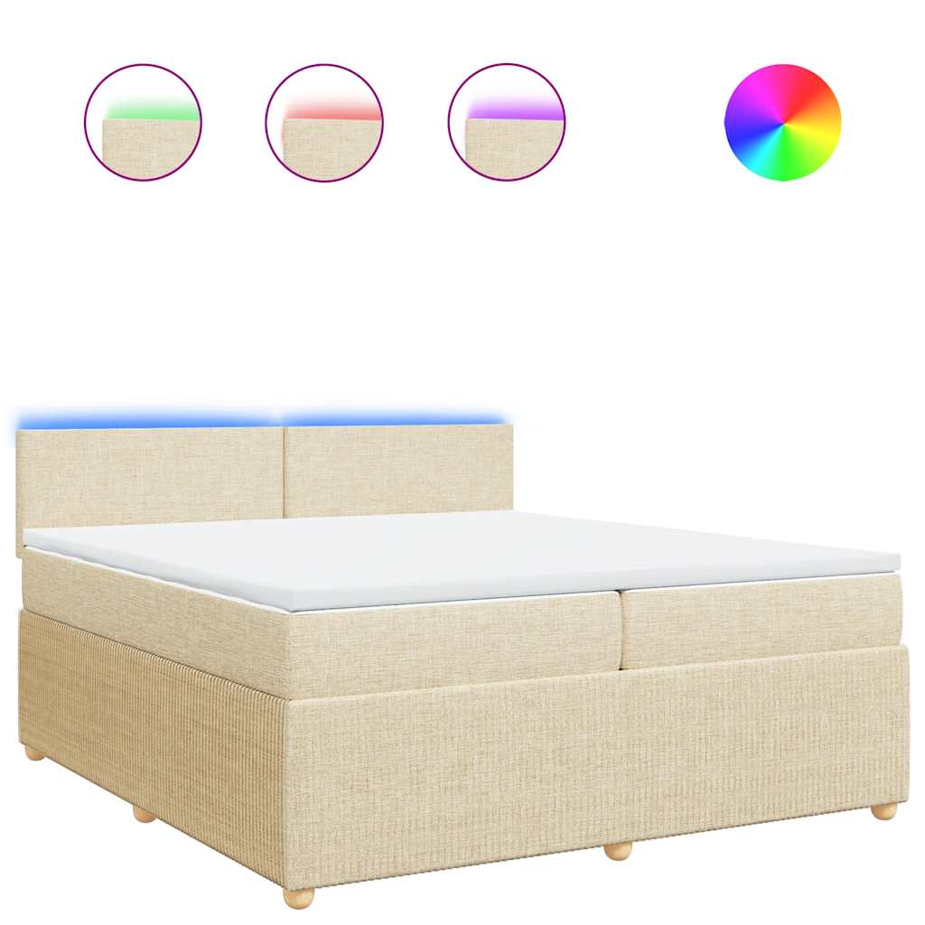 vidaXL Κρεβάτι Boxspring με Στρώμα Κρεμ 200x200 εκ. Υφασμάτινο