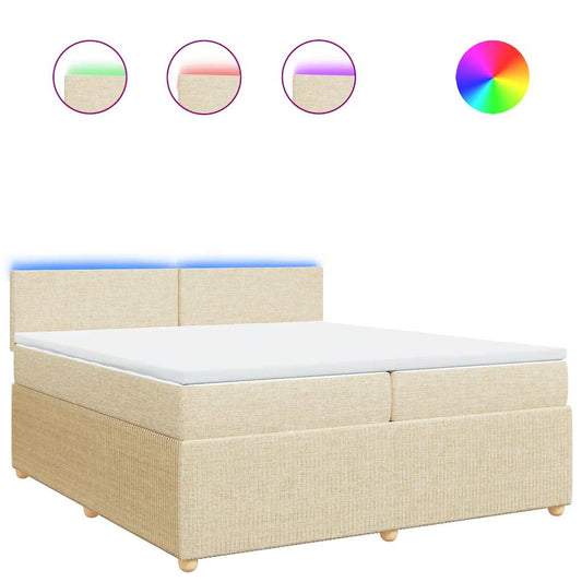 vidaXL Κρεβάτι Boxspring με Στρώμα Κρεμ 200x200 εκ. Υφασμάτινο