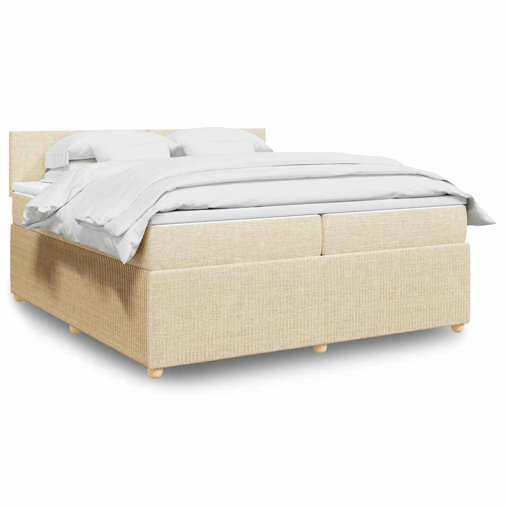 vidaXL Κρεβάτι Boxspring με Στρώμα Κρεμ 200x200 εκ. Υφασμάτινο