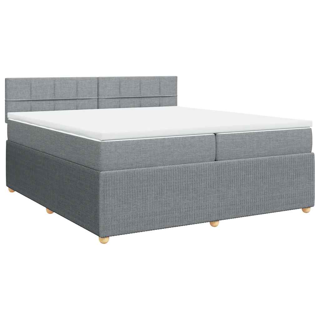 vidaXL Κρεβάτι Boxspring με Στρώμα Ανοιχτό Γκρι 200x200 εκ. Υφασμάτινο