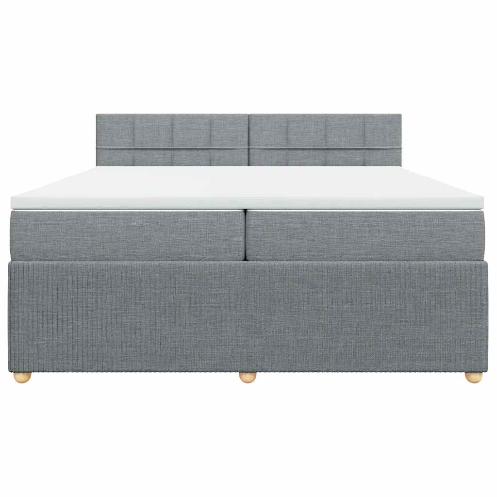 vidaXL Κρεβάτι Boxspring με Στρώμα Ανοιχτό Γκρι 200x200 εκ. Υφασμάτινο