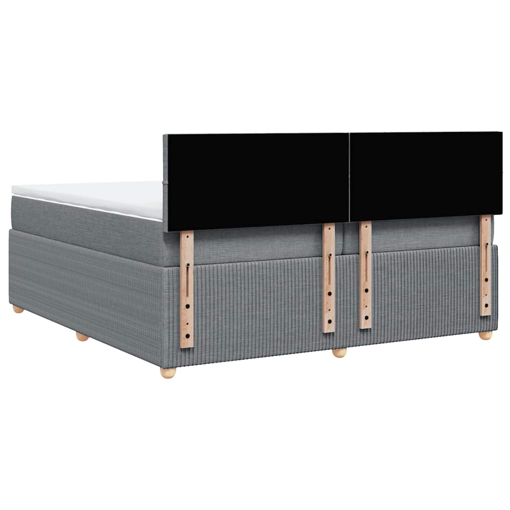 vidaXL Κρεβάτι Boxspring με Στρώμα Ανοιχτό Γκρι 200x200 εκ. Υφασμάτινο