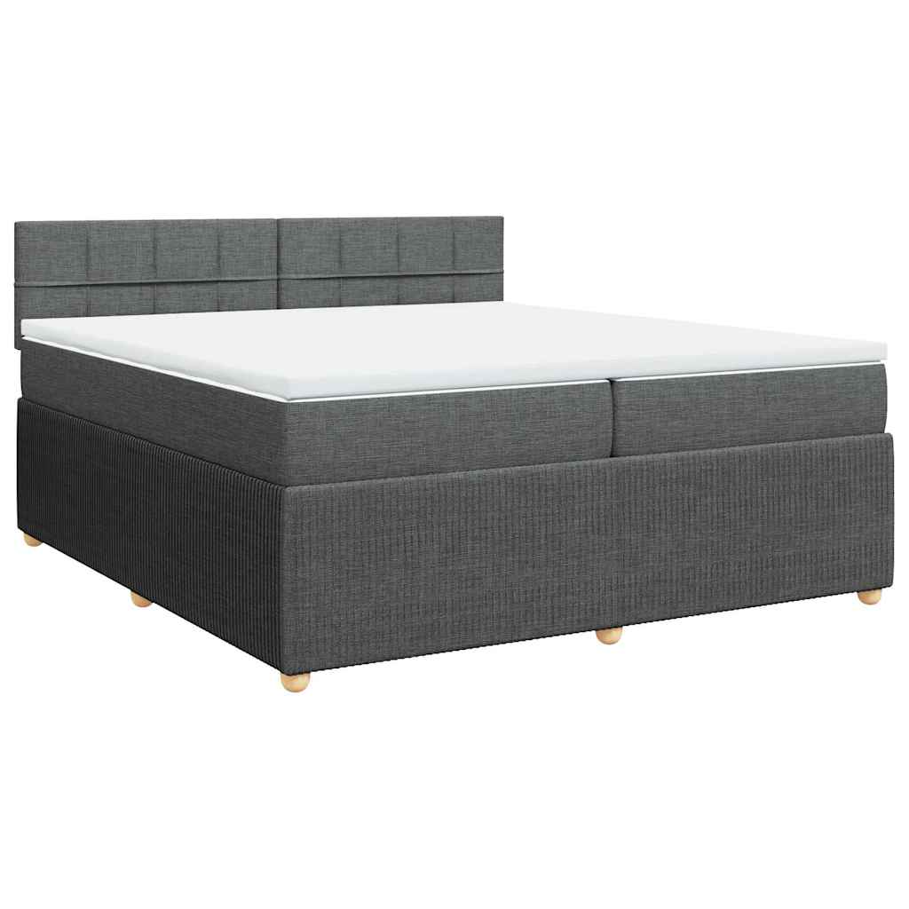 vidaXL Κρεβάτι Boxspring με Στρώμα Σκούρο Γκρι 200x200 εκ. Υφασμάτινο