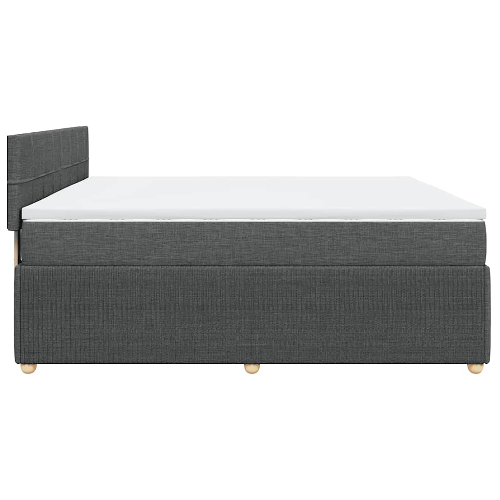 vidaXL Κρεβάτι Boxspring με Στρώμα Σκούρο Γκρι 200x200 εκ. Υφασμάτινο