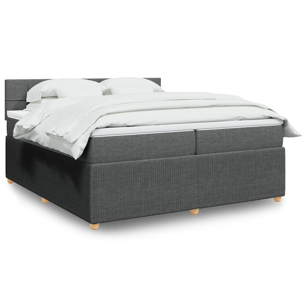 vidaXL Κρεβάτι Boxspring με Στρώμα Σκούρο Γκρι 200x200 εκ. Υφασμάτινο