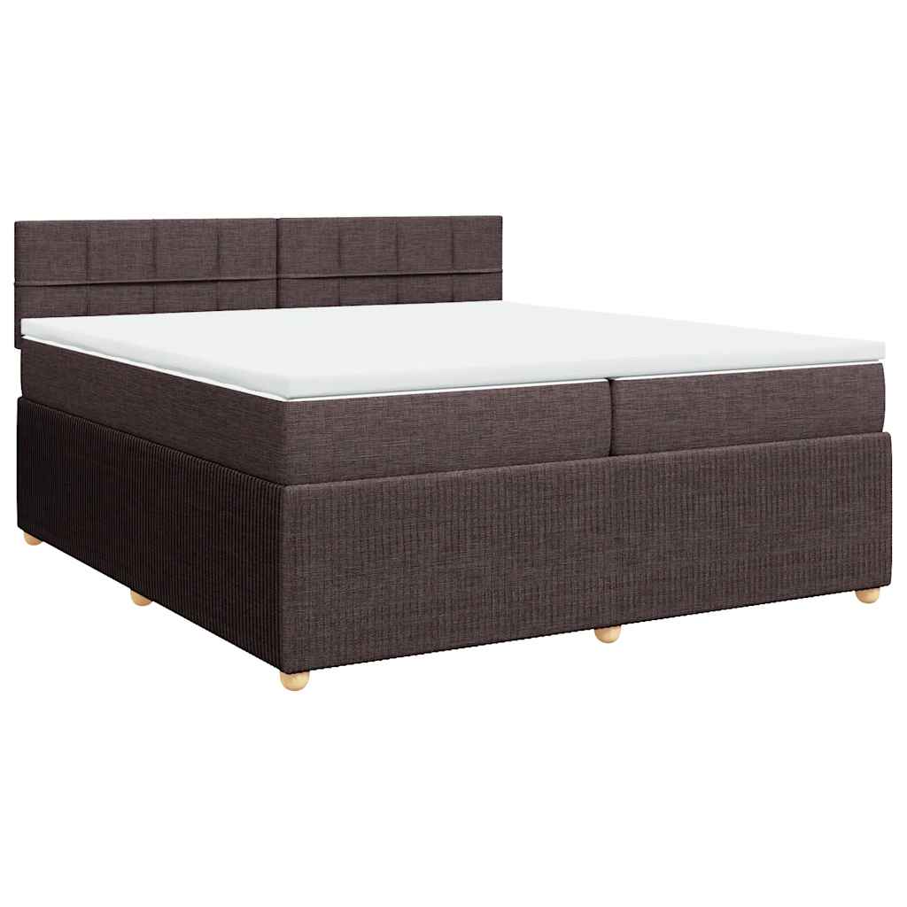 vidaXL Κρεβάτι Boxspring με Στρώμα Σκούρο Καφέ 200x200 εκ. Υφασμάτινο