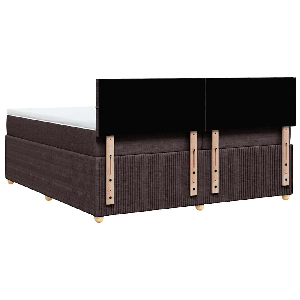vidaXL Κρεβάτι Boxspring με Στρώμα Σκούρο Καφέ 200x200 εκ. Υφασμάτινο