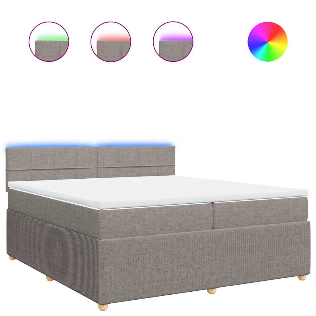 vidaXL Κρεβάτι Boxspring με Στρώμα Taupe 200x200 εκ. Υφασμάτινο