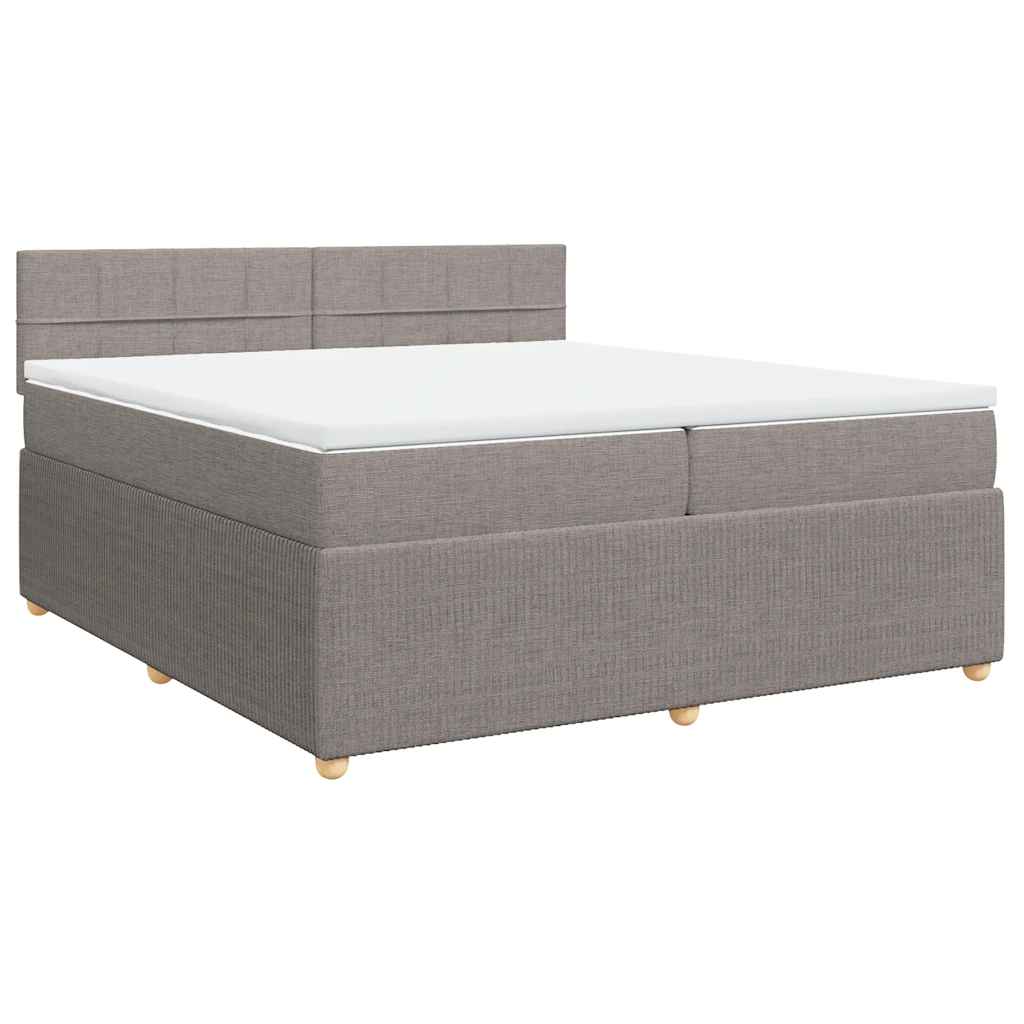 vidaXL Κρεβάτι Boxspring με Στρώμα Taupe 200x200 εκ. Υφασμάτινο
