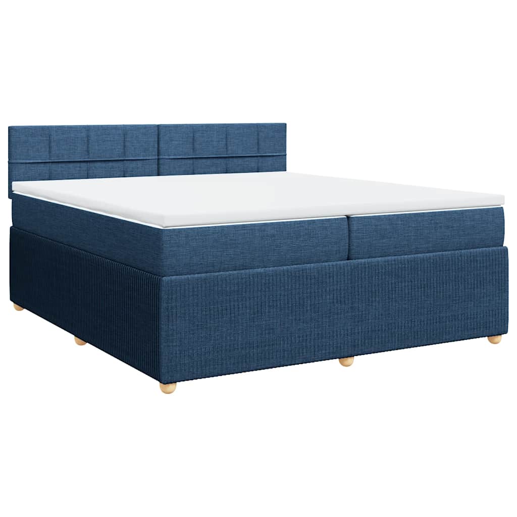 vidaXL Κρεβάτι Boxspring με Στρώμα Μπλε 200x200 εκ. Υφασμάτινο