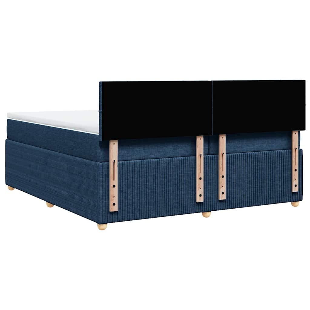 vidaXL Κρεβάτι Boxspring με Στρώμα Μπλε 200x200 εκ. Υφασμάτινο