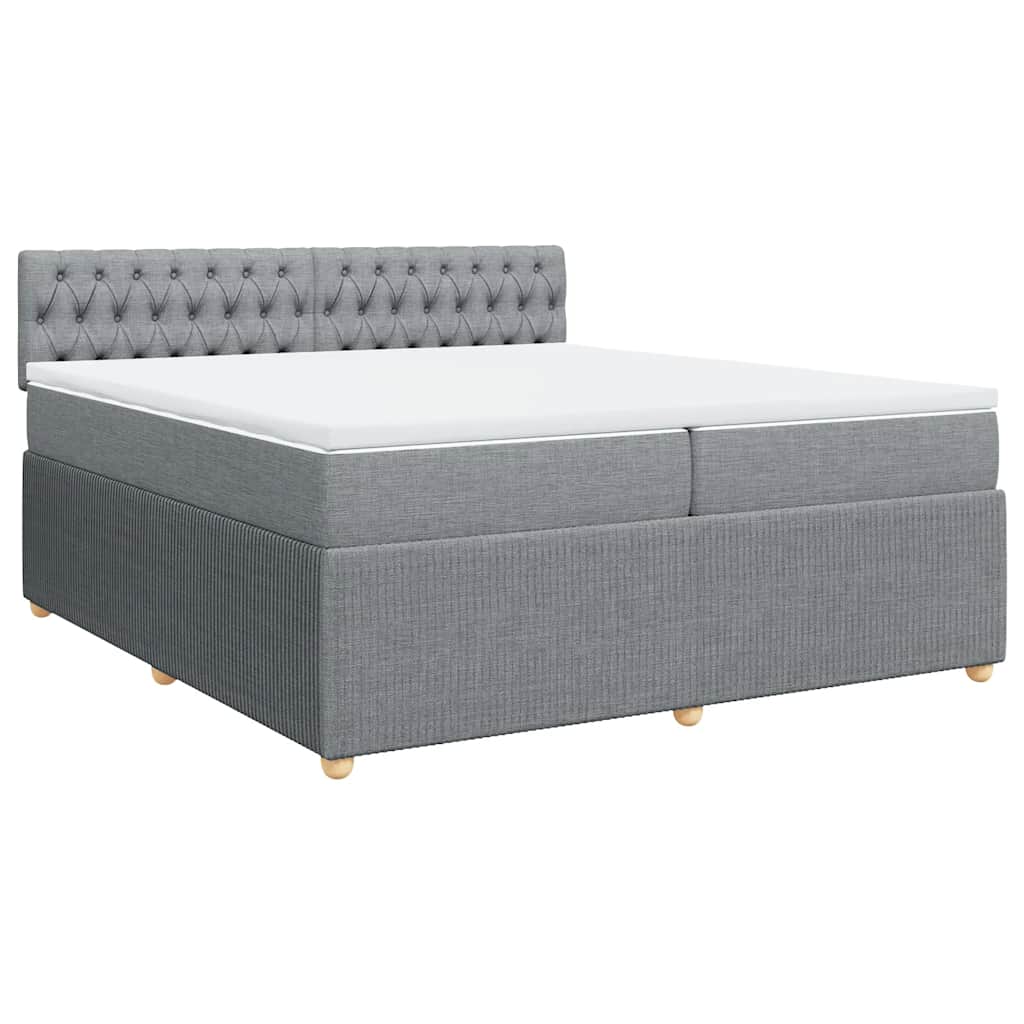 vidaXL Κρεβάτι Boxspring με Στρώμα Ανοιχτό Γκρι 200x200 εκ. Υφασμάτινο