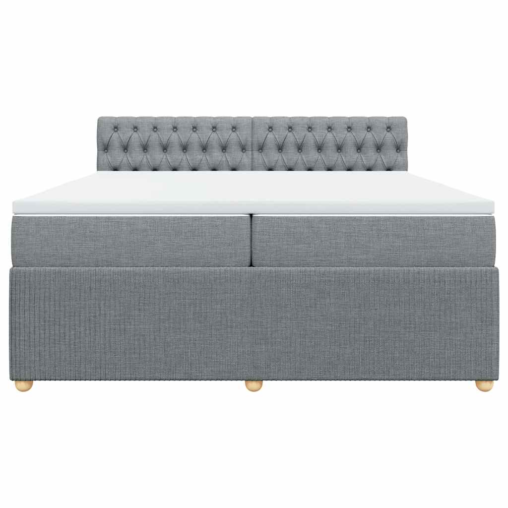 vidaXL Κρεβάτι Boxspring με Στρώμα Ανοιχτό Γκρι 200x200 εκ. Υφασμάτινο