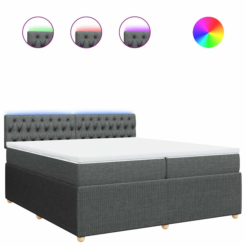 vidaXL Κρεβάτι Boxspring με Στρώμα Σκούρο Γκρι 200x200 εκ. Υφασμάτινο