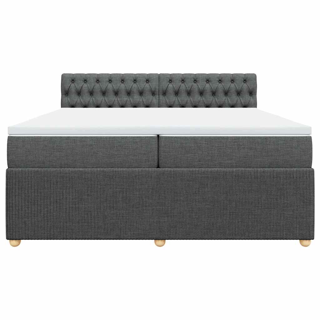 vidaXL Κρεβάτι Boxspring με Στρώμα Σκούρο Γκρι 200x200 εκ. Υφασμάτινο