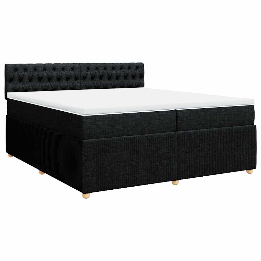 vidaXL Κρεβάτι Boxspring με Στρώμα Μαύρο 200x200 εκ. Υφασμάτινο