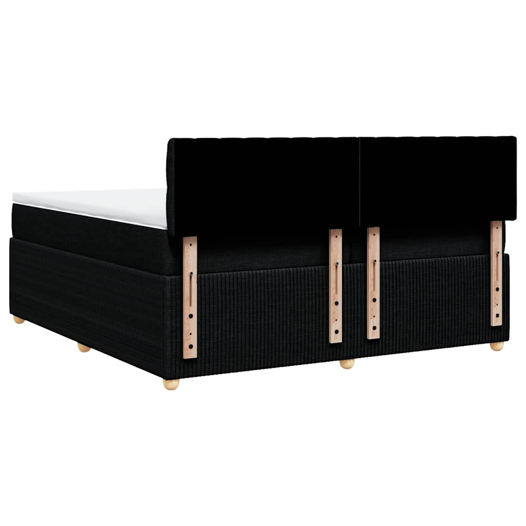 vidaXL Κρεβάτι Boxspring με Στρώμα Μαύρο 200x200 εκ. Υφασμάτινο