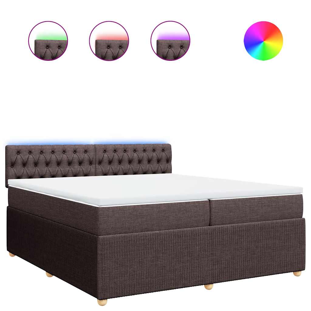 vidaXL Κρεβάτι Boxspring με Στρώμα Σκούρο Καφέ 200x200 εκ. Υφασμάτινο