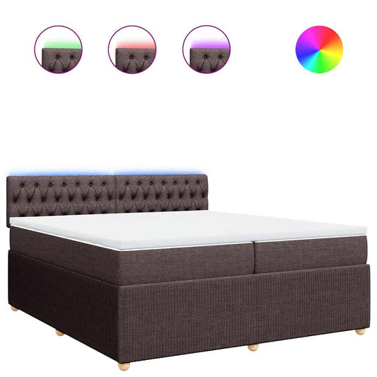 vidaXL Κρεβάτι Boxspring με Στρώμα Σκούρο Καφέ 200x200 εκ. Υφασμάτινο