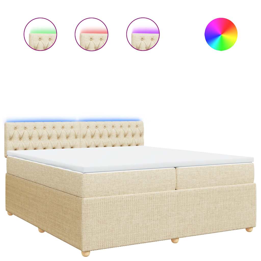 vidaXL Κρεβάτι Boxspring με Στρώμα Κρεμ 200x200 εκ. Υφασμάτινο
