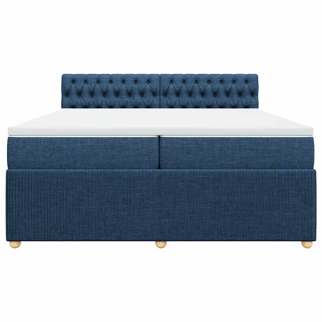 vidaXL Κρεβάτι Boxspring με Στρώμα Μπλε 200x200 εκ. Υφασμάτινο