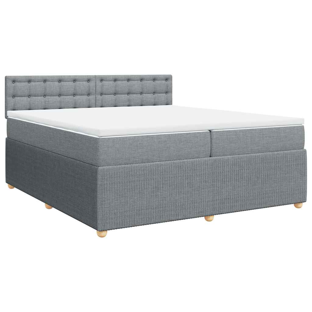 vidaXL Κρεβάτι Boxspring με Στρώμα Ανοιχτό Γκρι 200x200 εκ. Υφασμάτινο
