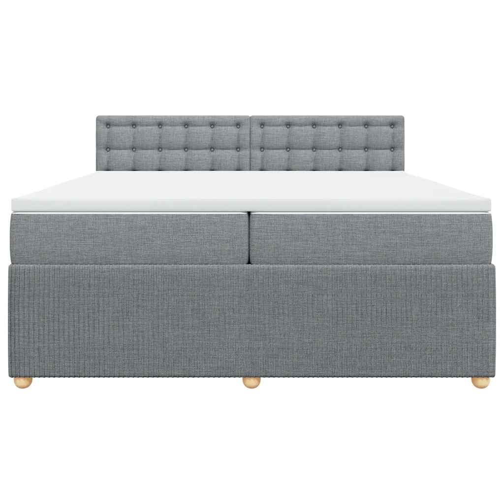 vidaXL Κρεβάτι Boxspring με Στρώμα Ανοιχτό Γκρι 200x200 εκ. Υφασμάτινο