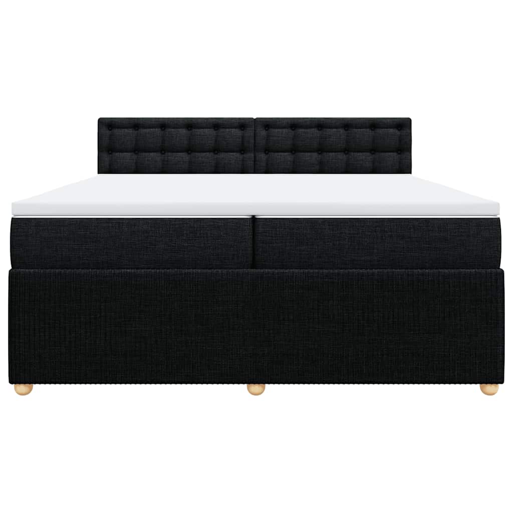 vidaXL Κρεβάτι Boxspring με Στρώμα Μαύρο 200x200 εκ. Υφασμάτινο