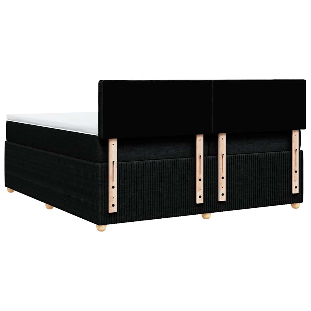 vidaXL Κρεβάτι Boxspring με Στρώμα Μαύρο 200x200 εκ. Υφασμάτινο