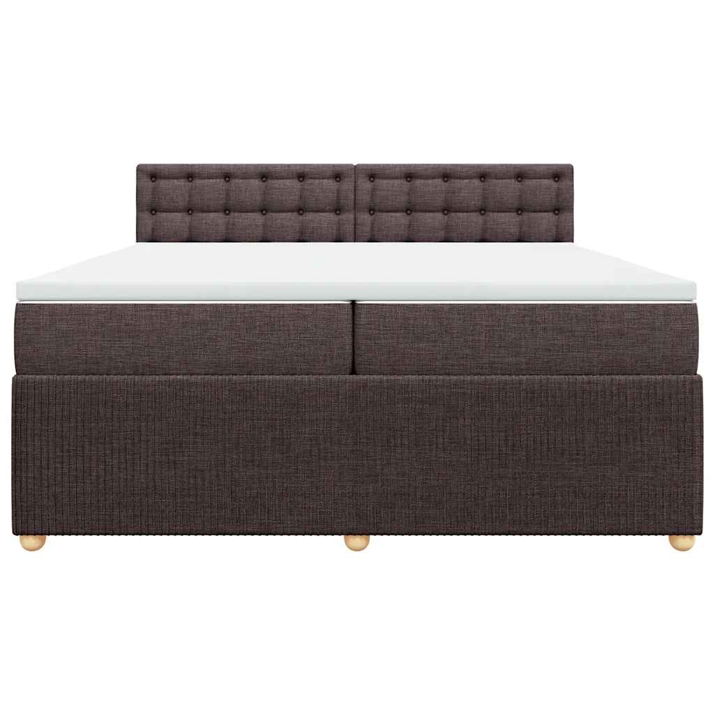 vidaXL Κρεβάτι Boxspring με Στρώμα Σκούρο Καφέ 200x200 εκ. Υφασμάτινο