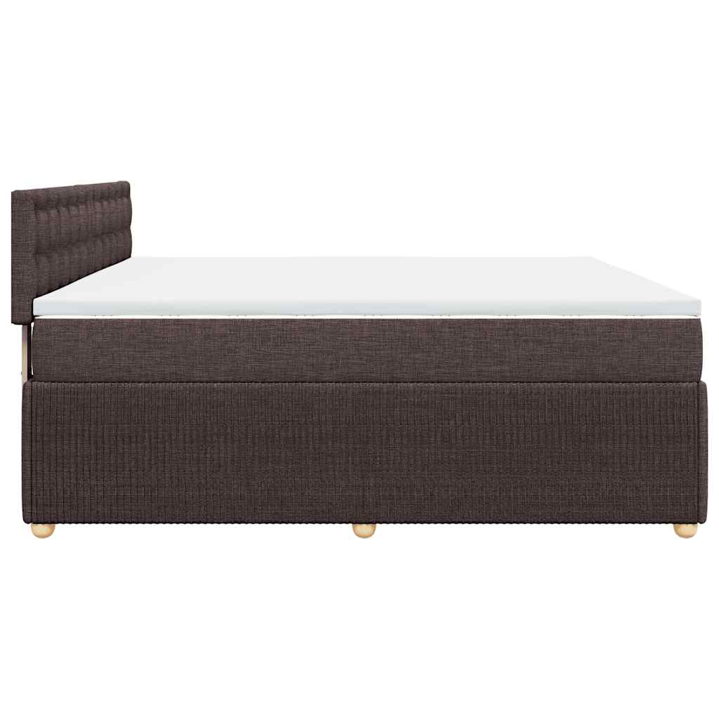 vidaXL Κρεβάτι Boxspring με Στρώμα Σκούρο Καφέ 200x200 εκ. Υφασμάτινο