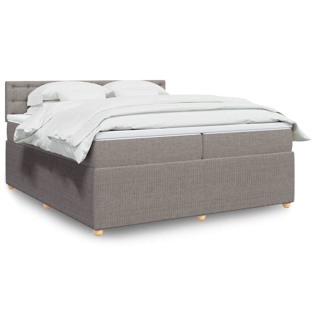 vidaXL Κρεβάτι Boxspring με Στρώμα Taupe 200x200 εκ. Υφασμάτινο