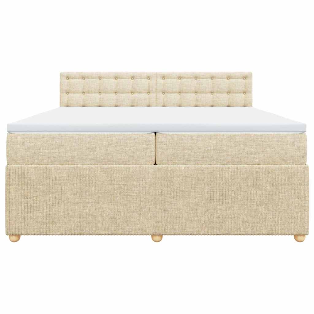 vidaXL Κρεβάτι Boxspring με Στρώμα Κρεμ 200x200 εκ. Υφασμάτινο