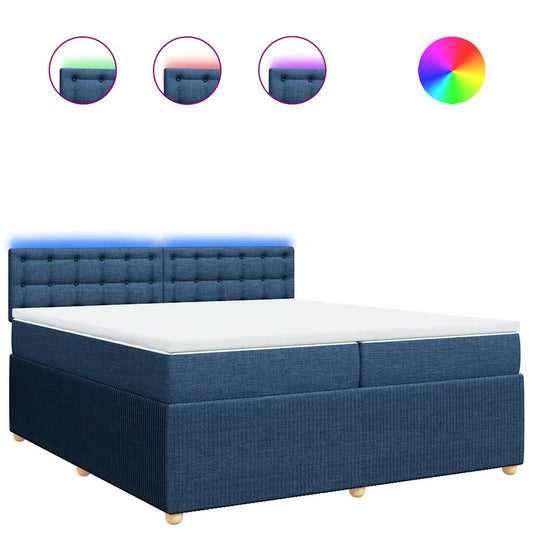 vidaXL Κρεβάτι Boxspring με Στρώμα Μπλε 200x200 εκ. Υφασμάτινο