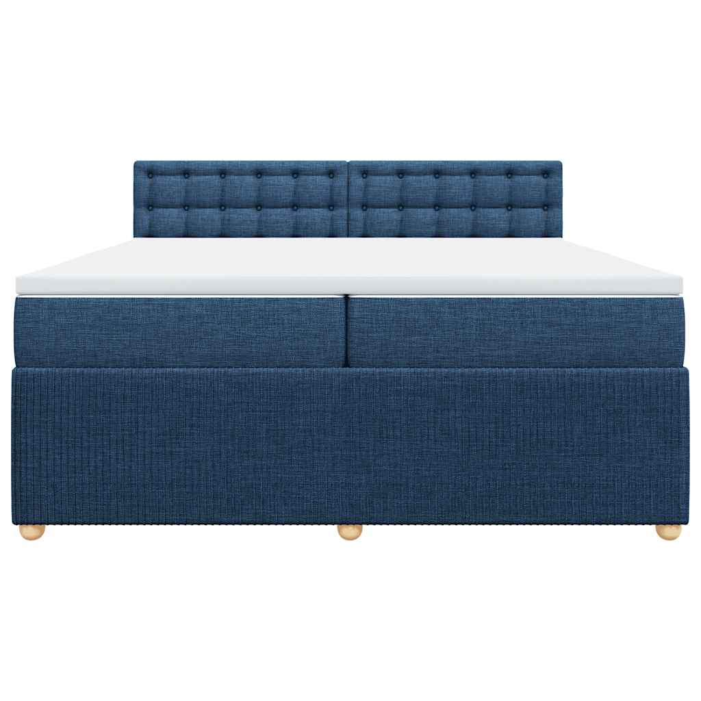vidaXL Κρεβάτι Boxspring με Στρώμα Μπλε 200x200 εκ. Υφασμάτινο
