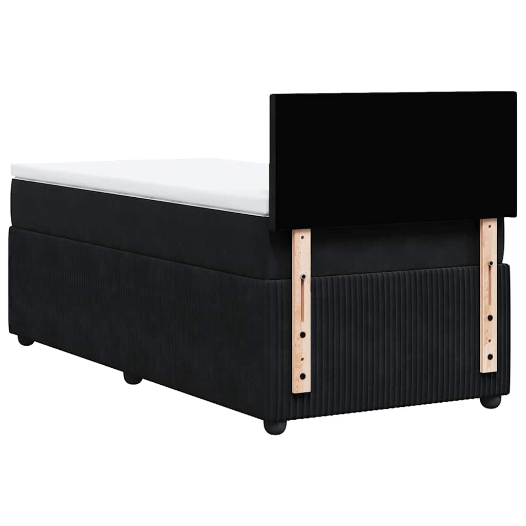 vidaXL Κρεβάτι Boxspring με Στρώμα Μαύρο 80 x 200 εκ. Βελούδινο