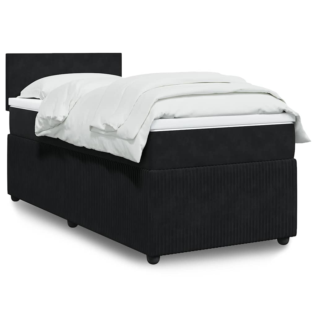 vidaXL Κρεβάτι Boxspring με Στρώμα Μαύρο 80 x 200 εκ. Βελούδινο