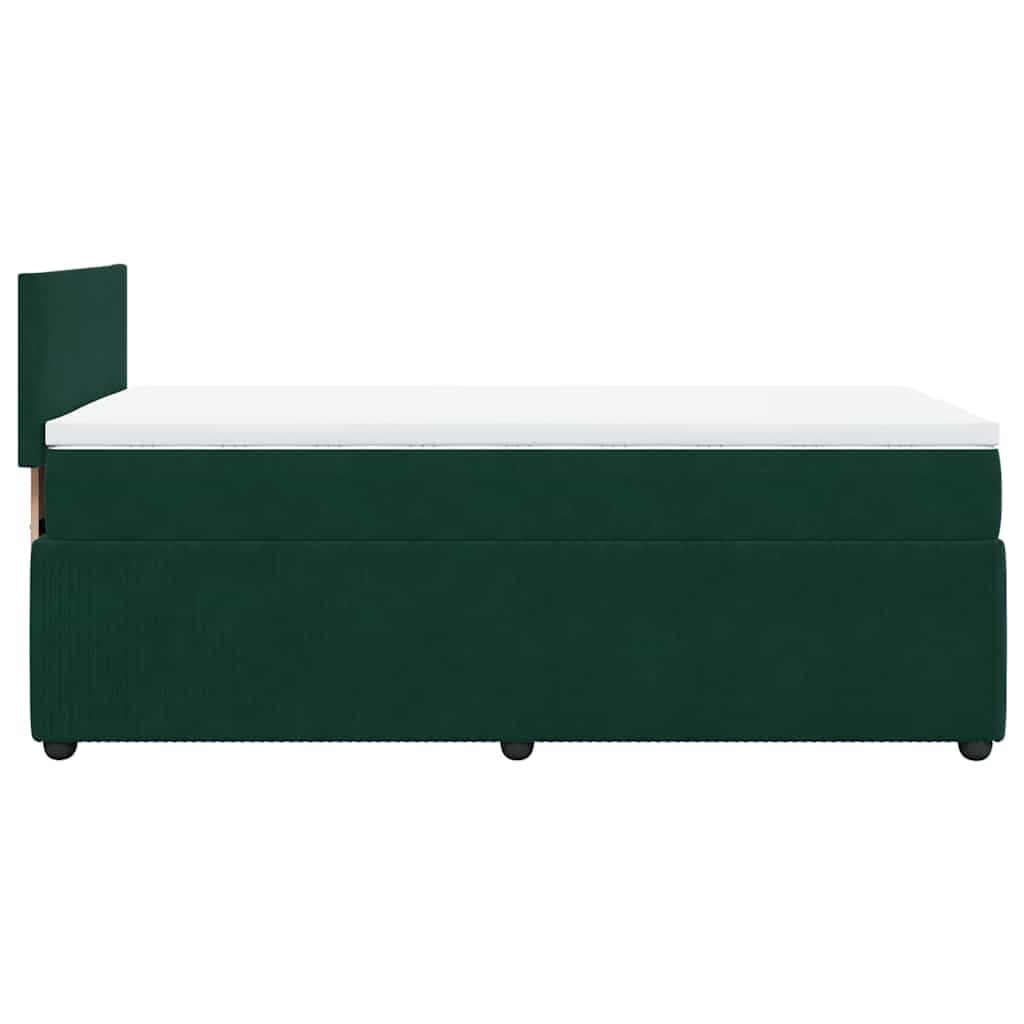 vidaXL Κρεβάτι Boxspring με Στρώμα Σκούρο Πράσινο 80x200 εκ. Βελούδινο