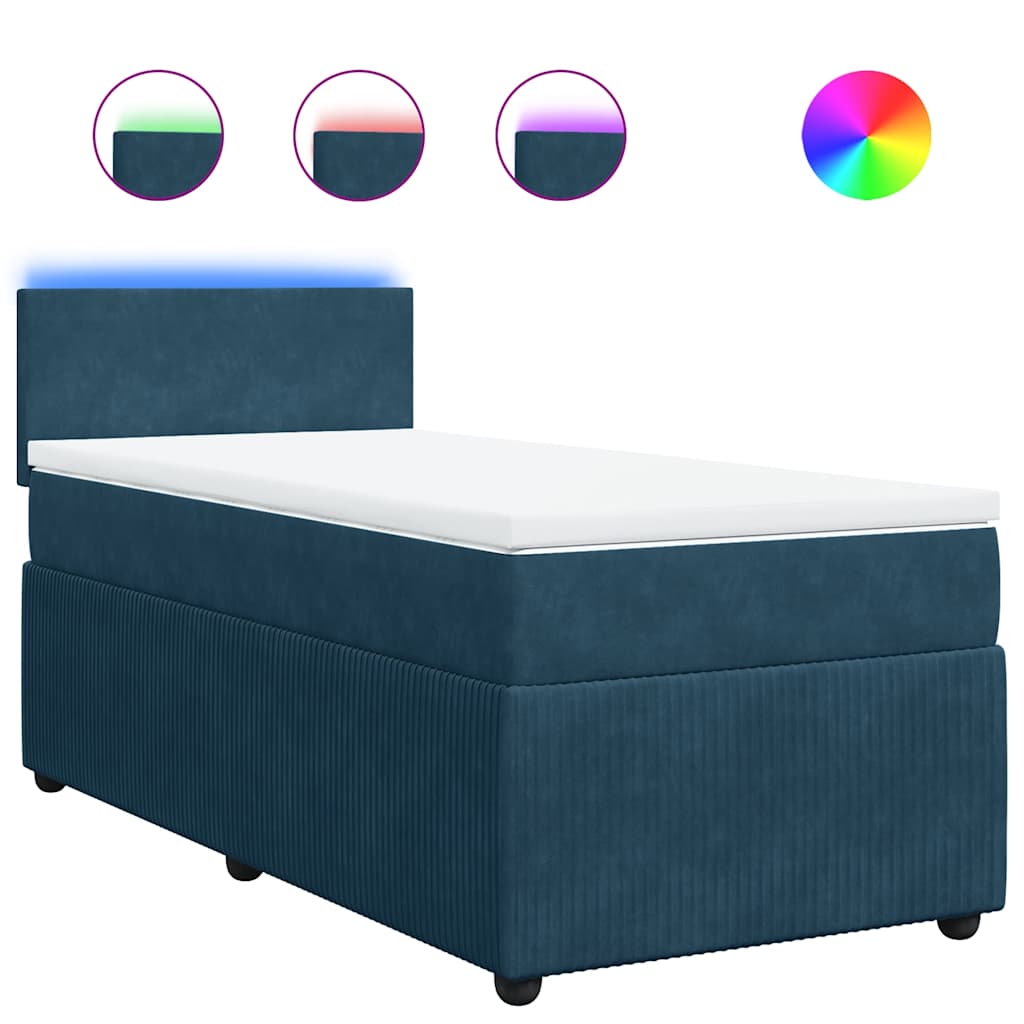 vidaXL Κρεβάτι Boxspring με Στρώμα Μπλε 80 x 200 εκ. Βελούδινο