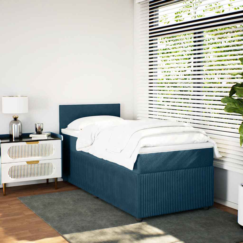 vidaXL Κρεβάτι Boxspring με Στρώμα Μπλε 80 x 200 εκ. Βελούδινο