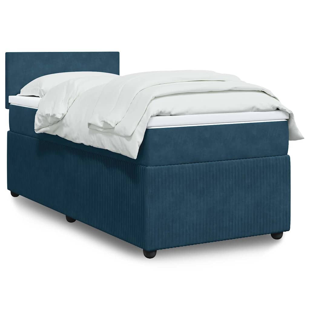 vidaXL Κρεβάτι Boxspring με Στρώμα Μπλε 80 x 200 εκ. Βελούδινο