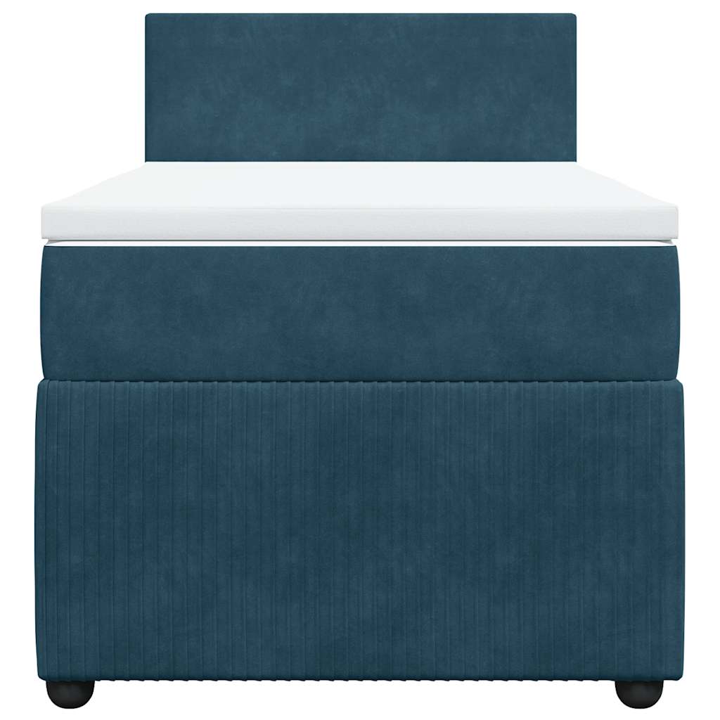 vidaXL Κρεβάτι Boxspring με Στρώμα Μπλε 80 x 200 εκ. Βελούδινο