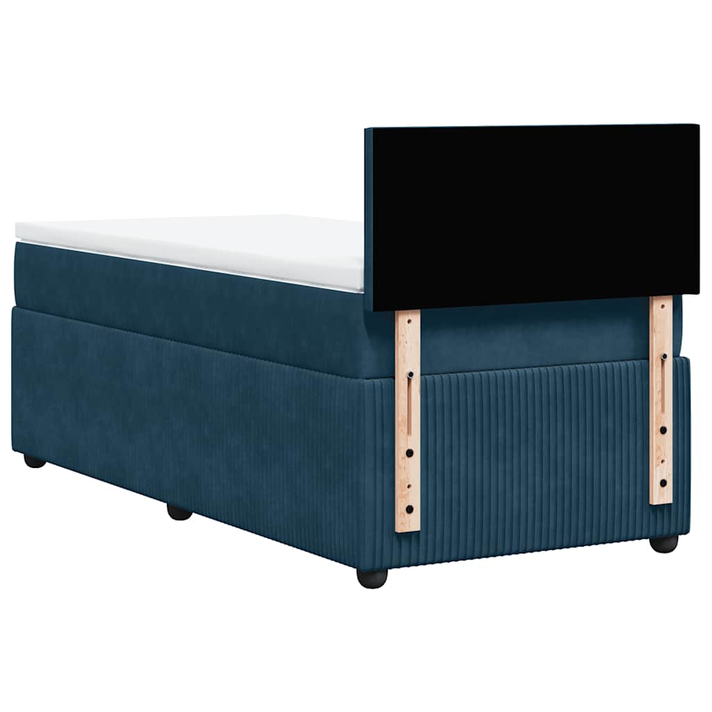 vidaXL Κρεβάτι Boxspring με Στρώμα Μπλε 80 x 200 εκ. Βελούδινο