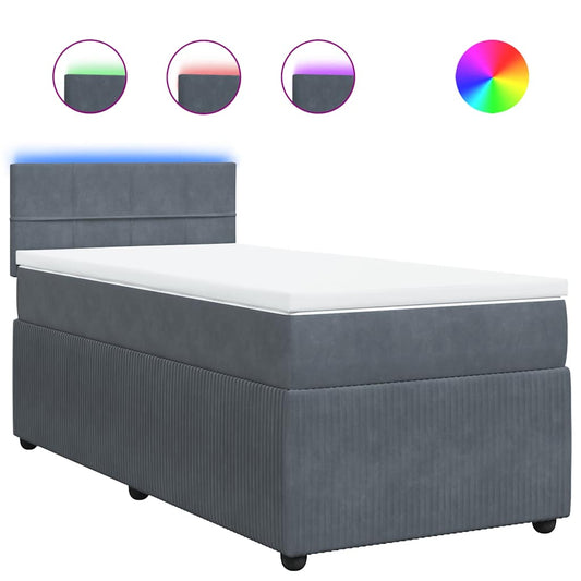 vidaXL Κρεβάτι Boxspring με Στρώμα Σκούρο Γκρι 80x200 εκ. Βελούδινο