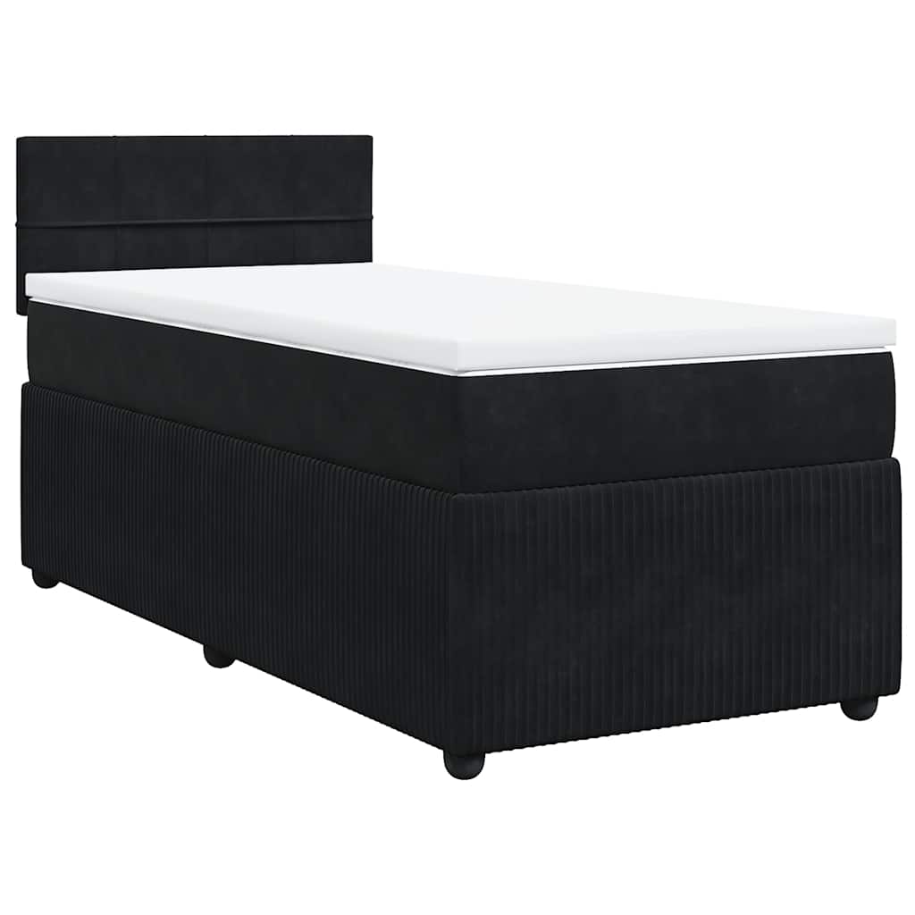 vidaXL Κρεβάτι Boxspring με Στρώμα Μαύρο 80 x 200 εκ. Βελούδινο