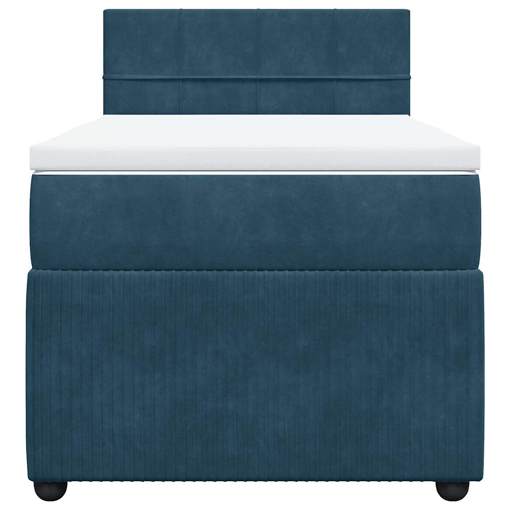 vidaXL Κρεβάτι Boxspring με Στρώμα Μπλε 80 x 200 εκ. Βελούδινο