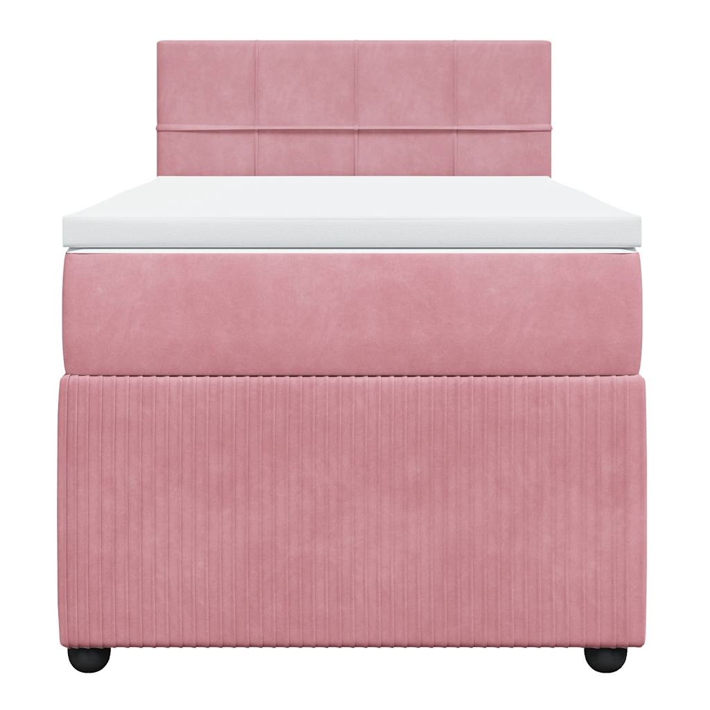 vidaXL Κρεβάτι Boxspring με Στρώμα Ροζ 80 x 200 εκ. Βελούδινο