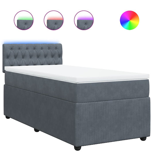 vidaXL Κρεβάτι Boxspring με Στρώμα Σκούρο Γκρι 80x200 εκ. Βελούδινο
